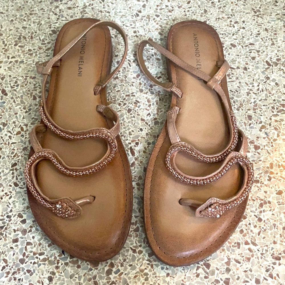 Antonio Melani Rose Gold Snake Sandals 8.5